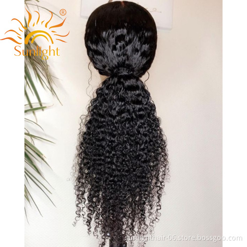 Sunlight Hair Wholesale Human Preplucked Curly Lace Hd Frontal Front Topper Brazilian Curly Afro Wigs For Black Women